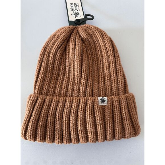 Alpine Design Tan Chunky Knit Beanie Hat Brown - Picture 2 of 5